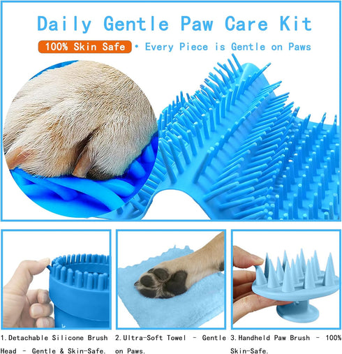 Kabetig 2-in-1 3 Dog Paw Cleaner Kit for Medium & Small Dogs - Quick Clean No Full Bath, Paw Wash Cup with Detachable