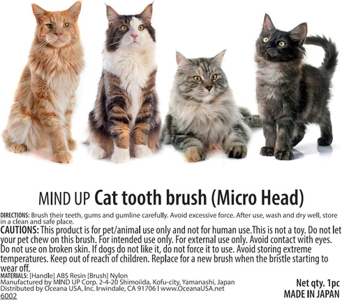 15 3EA MIND UP Cat Toothbrush with Micro Head, Angled Design for Easier Reach, Pet Toothbrush for Cats & Kittens