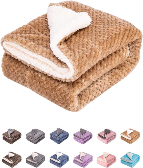 DW-Mocha Fuzzy Dog, Cat & Pet Blanket, Warm Plush Fleece Receiving Blanket for Dog Bed, 24" x 32"