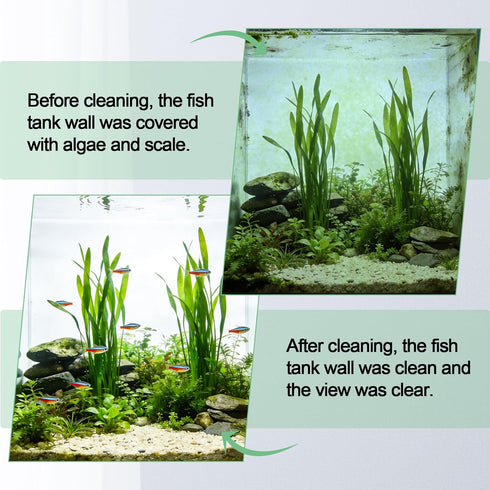 0.4-0.8 Inch hygger Magnetic Aquarium Fish Tank Glass Cleaner,Detachable Dual-Blades Brush Tool with Floating Scrubber