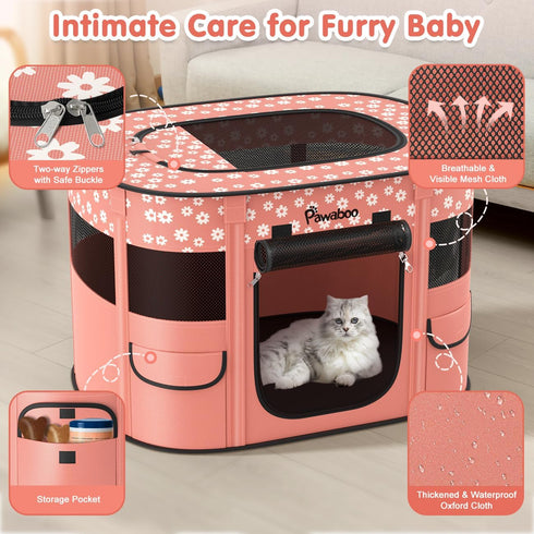 600D Dog Playpen, Portable Pet Cat PlayPen, Oxford Dog Kennel Tent Crate, Breathable&Waterproof, Outdoor Indoor Travel