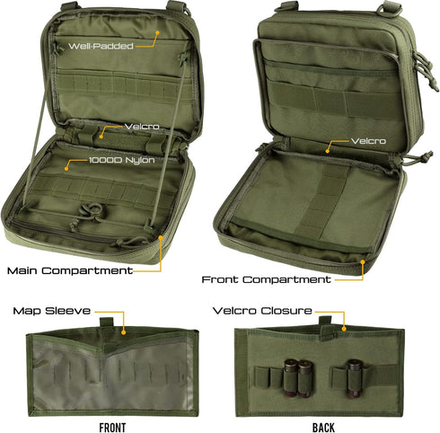 WYNEX Tactical Large Admin Pouch of Double Layer Design, Molle EDC EMT Utility Pouch with Map Sleeve Modular Tool Pouch
