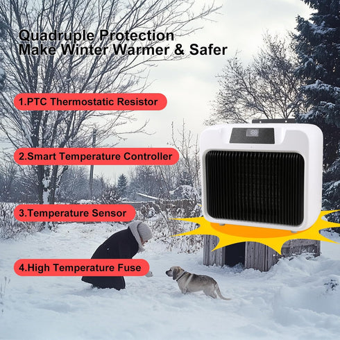 PETFROH 300W/600W Dog House Heater with Smart Thermostat Chicken Coop Heater for Outdoor/Indoor Winter