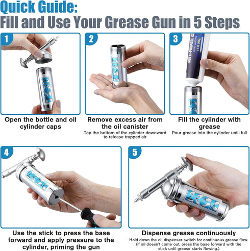 LemonRoad Nozzle, 100g 3oz Mini Grease Gun with High Performance Bicycle Grease, Small Lubricant Gun with Bicycle