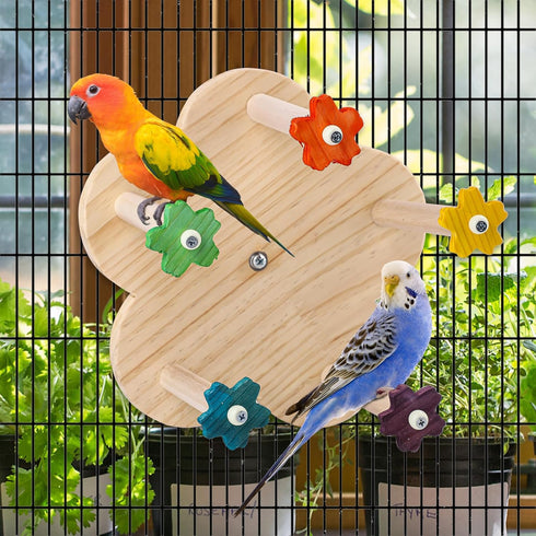 PEUTIER Wood Bird Rotating Perch Toy, Parrot Spinning Toy with Bearing Bird Ferris Wheel Toy Parakeet Toy Cockatiel