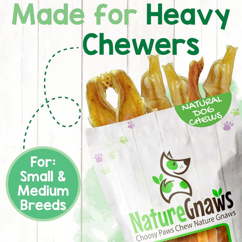 4-5" (12 Count) Nature Gnaws Beef Tendons for Dogs - Mixed Thickness - Long Lasting for Small and Medium Dogs - Natural
