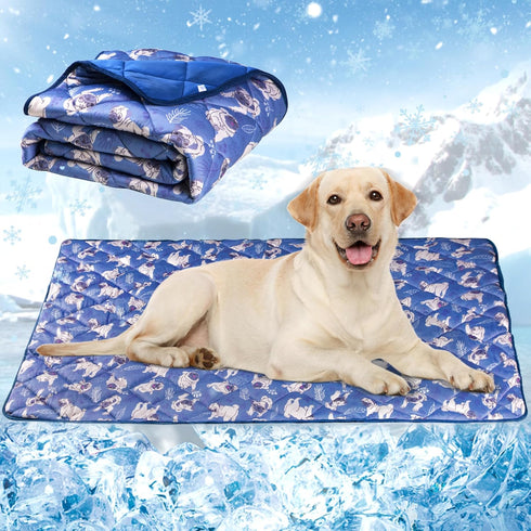 Langsprit Dog Cooling Mat, Washable Non-Toxic Cooling Pads for Dogs & Cats, Summer Sleeping Kennel Mats, Small Ice