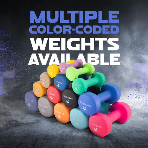 Yes4All Neoprene Coated Dumbbell Hand Weights Set of 2 - Multiple Weight Options, 15 Colors, Anti-roll, Hexagon