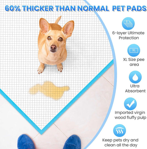 6 36"x24" 50 Counts Boscute Thicken Layers Heavy Absorbent XL Pet Training Dog Pee Pads, Extra Large Polymer Leak-Proof