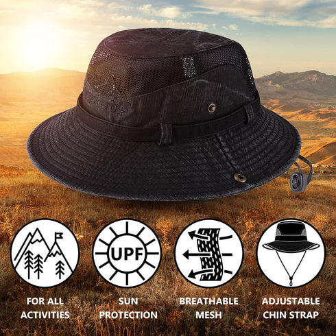 Obling Sun Hat for Men Women, Fishing Hat UPF 50 Wide Brim Bucket Safari Boonie