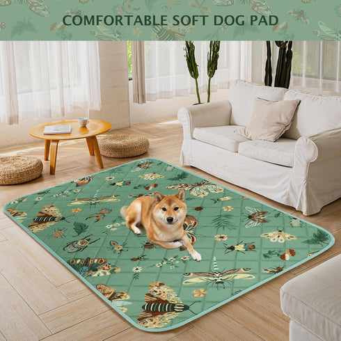 IEUUMLER 2 Pack EU014 Washable Pee Pads for Dogs, Insect Pattern Reusable Waterproof Puppy Potty Pads, Non-Slip