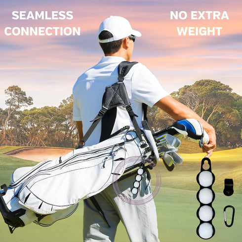 Golf Ball Holder - Holds 4 Golf Balls, Easy Attachment to Bag or Cart, Accessories Gift for Men and Women