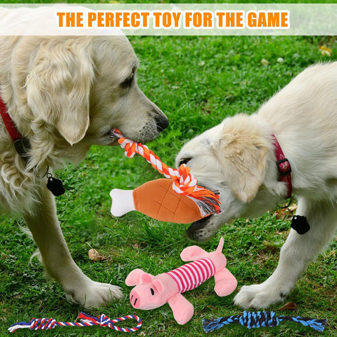 Leyndo 40 Pack Dog Chew Toys for Aggressive Dogs, Plush Squeaky and Rope Toys for Medium and Large Breeds
