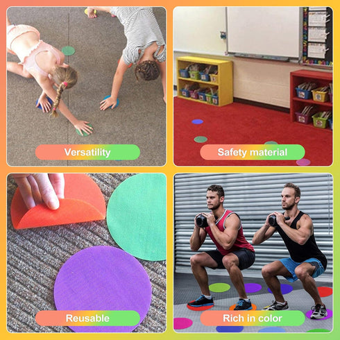 ZukoCert 30-Pack Poly Spots & Non-Floor Markers Flat Sit Spots for Gym Class, Classroom Rugs & Kids Agility Training