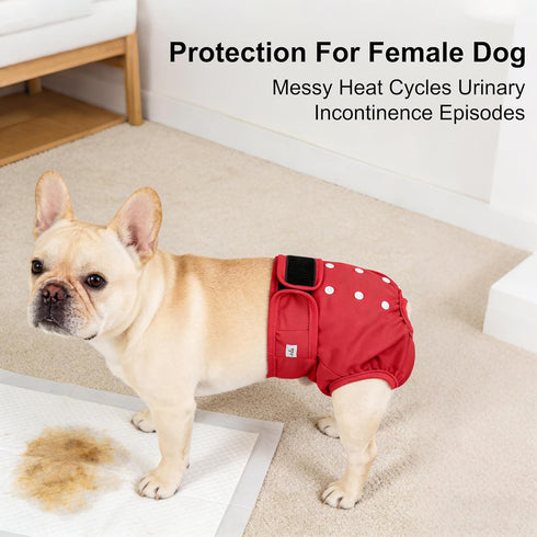 (Pack 3) Female Dog Diapers - Reusable Diapers for Doggie in Heat - Highly Absorbent for Pet Incontinence
