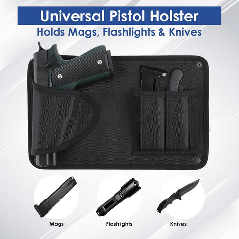 Gun Safe Door Organizer with Strong Adhesive Hook &Loop and Magnet Tape Two Way Mount, Elastic Gun Safe Pistol &Mag