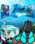 Snorkeling Gear for Adults, 4 in 2 Snorkel Set with Panoramic View Diving Mask, Anti-Fog and Anti-Leak