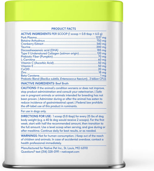 12-in-1 Immune 30 Native Pet Senior Daily Dog Vitamins & Supplements Dog Multivitamin Powder for Senior Dogs Supports