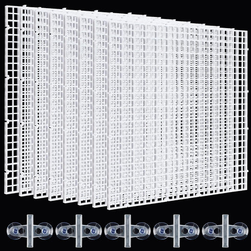8 Pcs Aquarium Fish Tank Divider, Plastic Egg Crate Isolation Board with 10 Pcs Suction Cups, 11.8 × 11.8 in