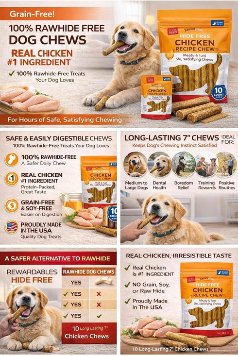 10 Count Rewardables Hide Free Chicken Recipe Chews