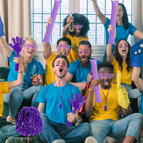 148 Pcs Team Spirit Accessories,Cheerleading Pom Poms Hand Clappers Noisemakers Whistles Shutter Glasses Eye Black