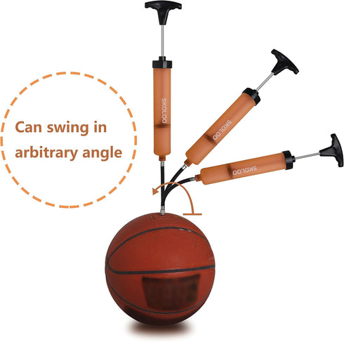 SKOLOO 10" Portable Hand Air Ball Pump Inflator Kit with Nozzle, Needle, Extension Hose for Sports Balls