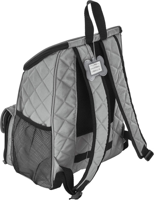 Mobile Dog Gear Travel Bag - Deluxe Quilted Weekender Backpack with Lined Food Carriers and 2 Collapsible Dog Bowls,
