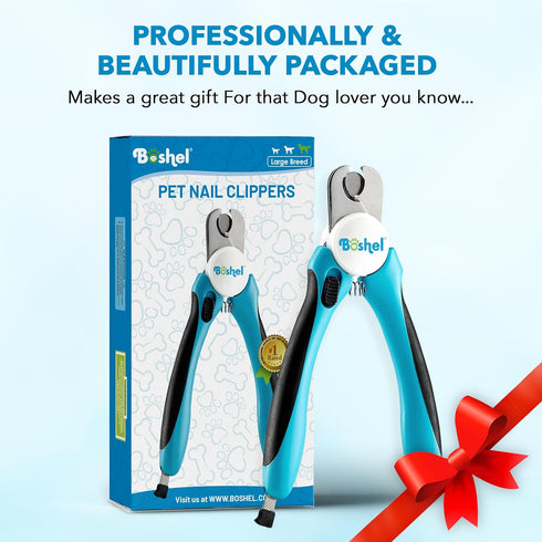Boshel Large Dog Nail Clippers with Safety Guard to Avoid Over-Cutting Nails and Free Nail File, Razor Sharp Blades