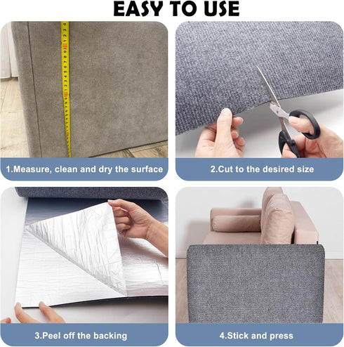 Cat Scratching Mat 118"x15.8" - Trimmable Self-Adhesive Carpet for Furniture Protection from Cats Scratching