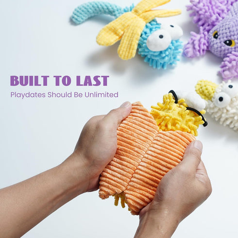 5 Packs Nocciola Squeaky Dog Toy Plushies, Cute Soft Squeak Crinkle Plush Stuffed Durable Pet Animal Chew Puppy Toys
