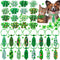 32pcs St. Patrick's Day Dog Collar Bows Ties, Adjustable Holiday Green Basic Dog Collars, Bulk Clover Lucky Pattern