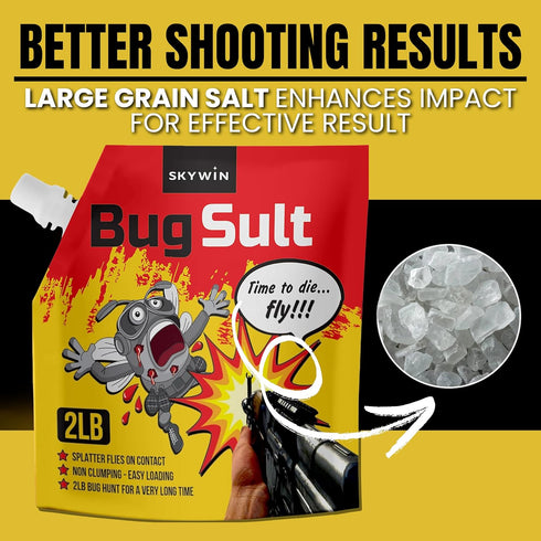 2 lbs (3-Pack), Skywin Fly Shooter Refill Salt Each Large Grain Salt Shooter for Enhanced Impact with Anti-Caking