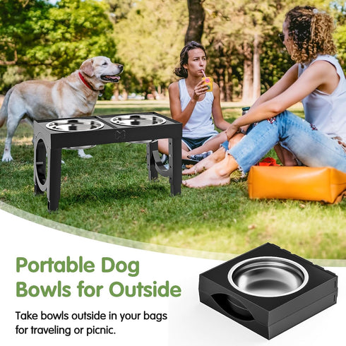 Elevated Dog Bowls for Medium Large Breed Dogs, 4 Height Adjustable Raised Bowls Stand, 2 Stainless Steel Bowls