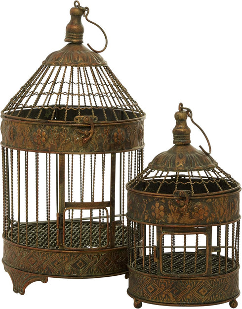 Deco 79 Vintage Metal Birdcage, Fit for Flowers, Planter, Candles, 24", 16"H, Bronze