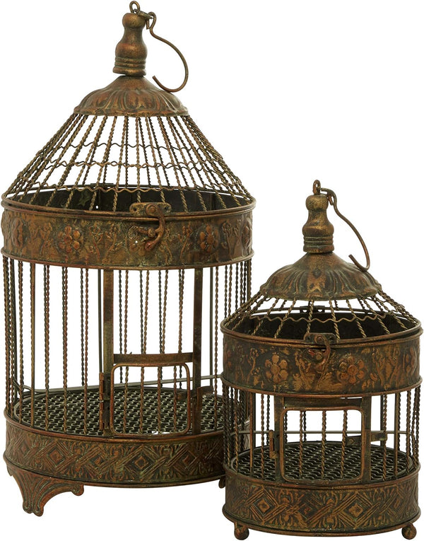 Deco 79 Vintage Metal Birdcage, Fit for Flowers, Planter, Candles, 24", 16"H, Bronze
