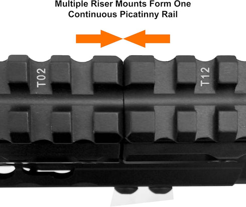 UTG Super Slim Picatinny Riser Mount, 1" Height, 13 Slots, Black