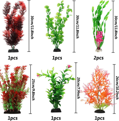20pcs Fish Tank Accessories, Aquarium Decorations Plants, Fish Tank Decor, Plastic Plants, Small to Large