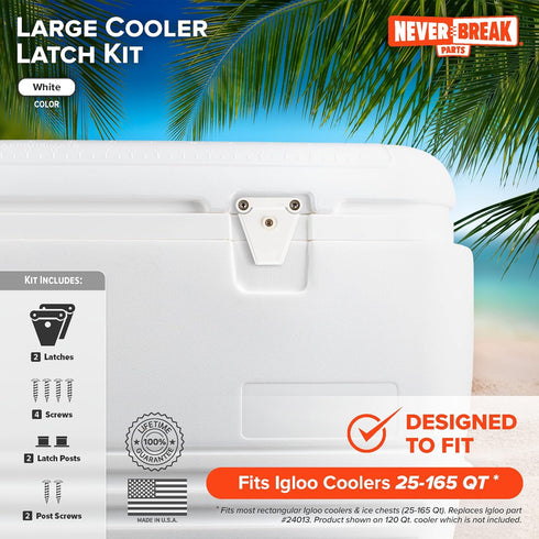 NeverBreak Parts - 2 Pack Igloo Cooler Replacement Latches with Posts and Screws, High Strength Repair Kit