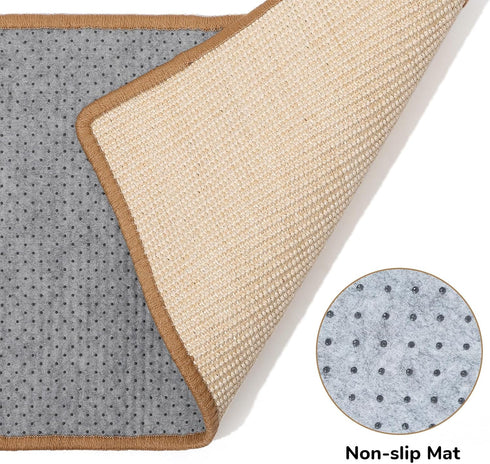 FUKUMARU Cat Scratcher Mat, 23.6 X 15.7 Inch Natural Sisal Mats, Horizontal Floor Scratching Pad, Protect Couch