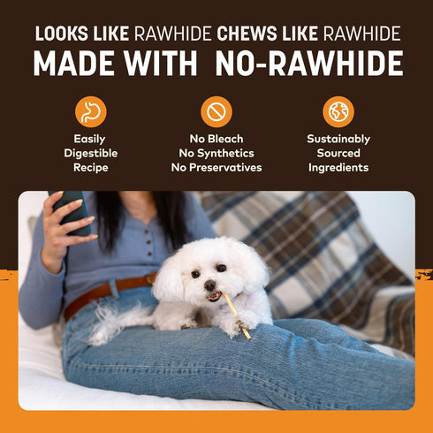 40 Count Pack Earth Animal No Hide Stix - Long Lasting Rawhide Free Small Dog Chews Sticks, Chicken - Extra Value