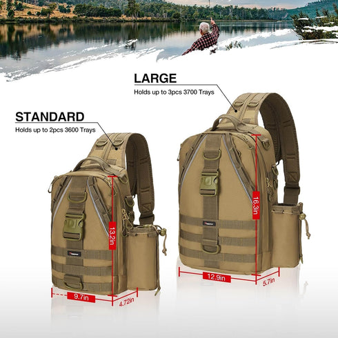 Piscifun Fishing Tackle Backpack with Rod & Gear Holder, Lightweight Water-Resistant Fishing Storage Bag