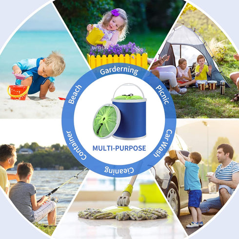 Homelove Collapsible Camping Fishing Bucket - 11L Durable Pop Up Water Bucket with Net and Rope for Outdoor Activities
