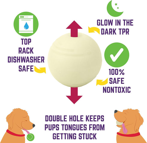 Chew King Glowing Fetch Ball Dog Ball Toys 3 Inch Pack of 2 Fits Ball Launcher