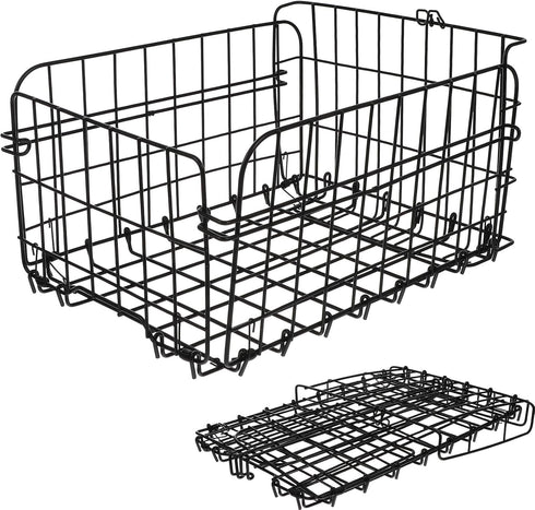 minkissy Foldable Bike Basket Rear Storage Rack Black, Sturdy Riding Storage Gadget