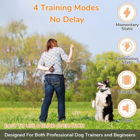 Professional Dog Training Collar - K9 Shock Collar for Large Medium Small Dogs with 4 Modes, 1500FT Range, Waterproof