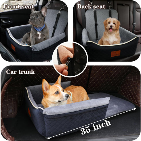 2 1 35 lbs,Adjustable Dog Car Seat Bed in for Small/Medium Dogs up to Safety Leashes,Memory Foam with Soft Fabric Pets