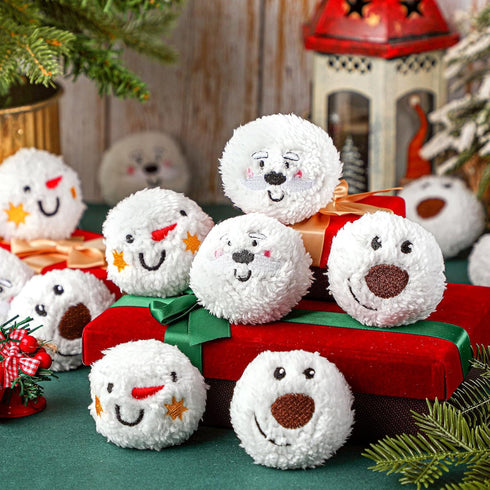 Syhood 60 Pcs Christmas Snowball Dog Toys - Plush Snowballs for Dogs - Indoor Outdoor Santa Elk Gifts for Small and