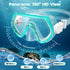 ZipAura 2 Sets 3-14, 180 Set, Swimming Kids Snorkeling Gear for Ages Anti-Fog Clear View Dry Top Snorkel Mask with Nose