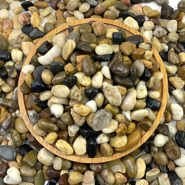 20 lbs Pea Gravel Pebbles for Indoor Plants, Mixed Color River Rocks for Aquarium and Garden Landscaping