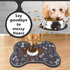 Dog Cat Food Mat - Rapid Absorbent Pet Feeding Mat, Bone Shaped Placemat with Rubber Backing, Dark Grey